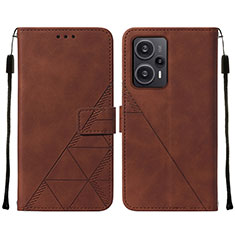 Coque Portefeuille Livre Cuir Etui Clapet YB2 pour Xiaomi Redmi Note 12 Turbo 5G Marron