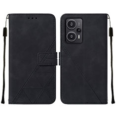 Coque Portefeuille Livre Cuir Etui Clapet YB2 pour Xiaomi Redmi Note 12 Turbo 5G Noir