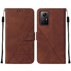 Coque Portefeuille Livre Cuir Etui Clapet YB2 pour Xiaomi Redmi Note 12S Marron