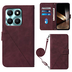 Coque Portefeuille Livre Cuir Etui Clapet YB3 pour Huawei Honor X8b Rouge