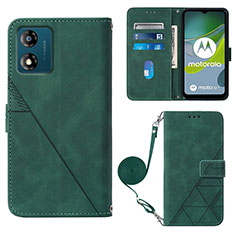 Coque Portefeuille Livre Cuir Etui Clapet YB3 pour Motorola Moto E13 Vert