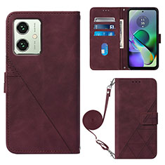 Coque Portefeuille Livre Cuir Etui Clapet YB3 pour Motorola Moto G54 5G Rouge