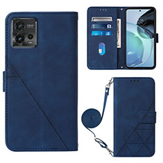 Coque Portefeuille Livre Cuir Etui Clapet YB3 pour Motorola Moto G72 Bleu