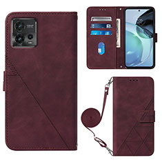 Coque Portefeuille Livre Cuir Etui Clapet YB3 pour Motorola Moto G72 Rouge