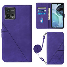 Coque Portefeuille Livre Cuir Etui Clapet YB3 pour Motorola Moto G72 Violet