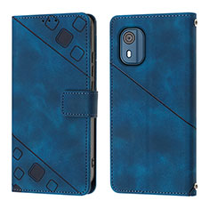 Coque Portefeuille Livre Cuir Etui Clapet YB3 pour Nokia C02 Bleu