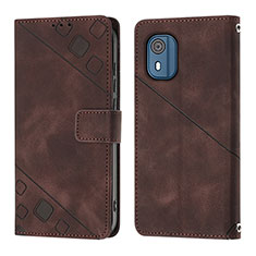 Coque Portefeuille Livre Cuir Etui Clapet YB3 pour Nokia C02 Marron