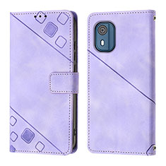 Coque Portefeuille Livre Cuir Etui Clapet YB3 pour Nokia C02 Violet