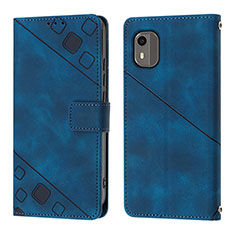 Coque Portefeuille Livre Cuir Etui Clapet YB3 pour Nokia C12 Bleu