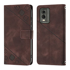 Coque Portefeuille Livre Cuir Etui Clapet YB3 pour Nokia C32 Marron