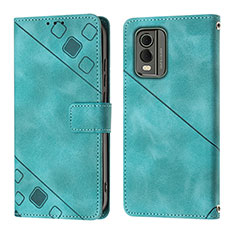 Coque Portefeuille Livre Cuir Etui Clapet YB3 pour Nokia C32 Vert