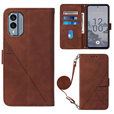 Coque Portefeuille Livre Cuir Etui Clapet YB3 pour Nokia X30 5G Marron