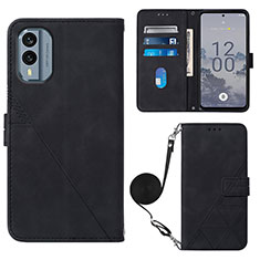 Coque Portefeuille Livre Cuir Etui Clapet YB3 pour Nokia X30 5G Noir