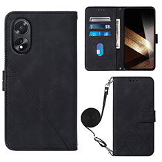 Coque Portefeuille Livre Cuir Etui Clapet YB3 pour Oppo A18 Noir