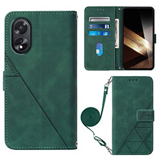 Coque Portefeuille Livre Cuir Etui Clapet YB3 pour Oppo A18 Vert