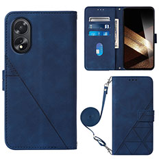 Coque Portefeuille Livre Cuir Etui Clapet YB3 pour Oppo A38 Bleu