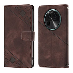 Coque Portefeuille Livre Cuir Etui Clapet YB3 pour Oppo Find X6 Pro 5G Marron