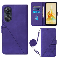 Coque Portefeuille Livre Cuir Etui Clapet YB3 pour Oppo Reno8 T 4G Violet