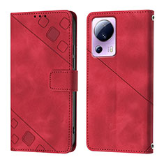 Coque Portefeuille Livre Cuir Etui Clapet YB3 pour Xiaomi Mi 13 Lite 5G Rouge