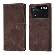 Coque Portefeuille Livre Cuir Etui Clapet YB3 pour Xiaomi Poco M4 Pro 4G Marron