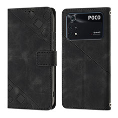 Coque Portefeuille Livre Cuir Etui Clapet YB3 pour Xiaomi Poco M4 Pro 4G Noir