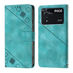 Coque Portefeuille Livre Cuir Etui Clapet YB3 pour Xiaomi Poco M4 Pro 4G Vert