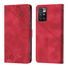 Coque Portefeuille Livre Cuir Etui Clapet YB3 pour Xiaomi Redmi 10 Prime Rouge