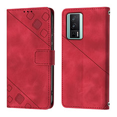 Coque Portefeuille Livre Cuir Etui Clapet YB3 pour Xiaomi Redmi K60 5G Rouge