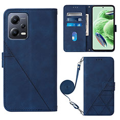 Coque Portefeuille Livre Cuir Etui Clapet YB3 pour Xiaomi Redmi Note 12 5G Bleu