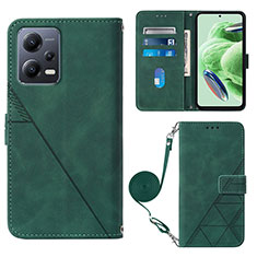 Coque Portefeuille Livre Cuir Etui Clapet YB3 pour Xiaomi Redmi Note 12 5G Vert