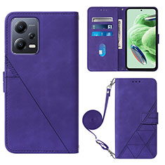 Coque Portefeuille Livre Cuir Etui Clapet YB3 pour Xiaomi Redmi Note 12 5G Violet