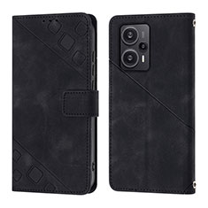 Coque Portefeuille Livre Cuir Etui Clapet YB3 pour Xiaomi Redmi Note 12 Turbo 5G Noir