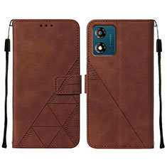 Coque Portefeuille Livre Cuir Etui Clapet YB4 pour Motorola Moto E13 Marron