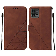 Coque Portefeuille Livre Cuir Etui Clapet YB4 pour Motorola Moto G72 Marron