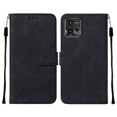 Coque Portefeuille Livre Cuir Etui Clapet YB4 pour Motorola Moto G72 Noir