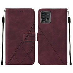 Coque Portefeuille Livre Cuir Etui Clapet YB4 pour Motorola Moto G72 Rouge