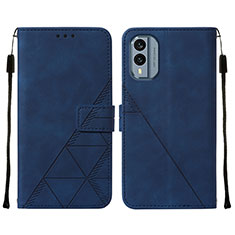 Coque Portefeuille Livre Cuir Etui Clapet YB4 pour Nokia X30 5G Bleu