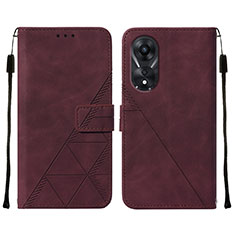 Coque Portefeuille Livre Cuir Etui Clapet YB4 pour Oppo A58 5G Rouge