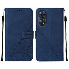 Coque Portefeuille Livre Cuir Etui Clapet YB4 pour Oppo Reno8 T 4G Bleu