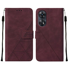 Coque Portefeuille Livre Cuir Etui Clapet YB4 pour Oppo Reno8 T 4G Rouge