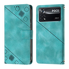 Coque Portefeuille Livre Cuir Etui Clapet YB4 pour Xiaomi Poco X4 Pro 5G Vert