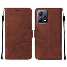 Coque Portefeuille Livre Cuir Etui Clapet YB4 pour Xiaomi Redmi Note 12 5G Marron