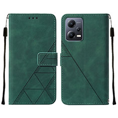 Coque Portefeuille Livre Cuir Etui Clapet YB4 pour Xiaomi Redmi Note 12 5G Vert