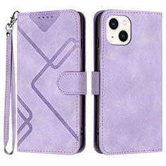 Coque Portefeuille Livre Cuir Etui Clapet YX1 pour Apple iPhone 14 Plus Violet Clair