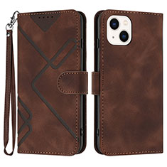 Coque Portefeuille Livre Cuir Etui Clapet YX1 pour Apple iPhone 15 Marron