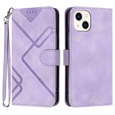 Coque Portefeuille Livre Cuir Etui Clapet YX1 pour Apple iPhone 15 Plus Violet Clair