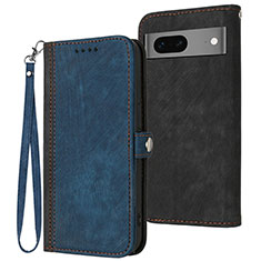 Coque Portefeuille Livre Cuir Etui Clapet YX1 pour Google Pixel 7 5G Bleu