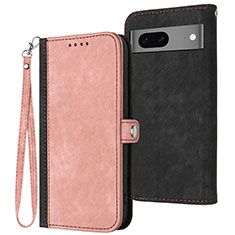 Coque Portefeuille Livre Cuir Etui Clapet YX1 pour Google Pixel 7 5G Or Rose