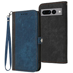 Coque Portefeuille Livre Cuir Etui Clapet YX1 pour Google Pixel 7 Pro 5G Bleu