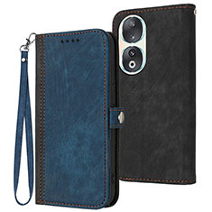 Coque Portefeuille Livre Cuir Etui Clapet YX1 pour Huawei Honor 90 5G Bleu